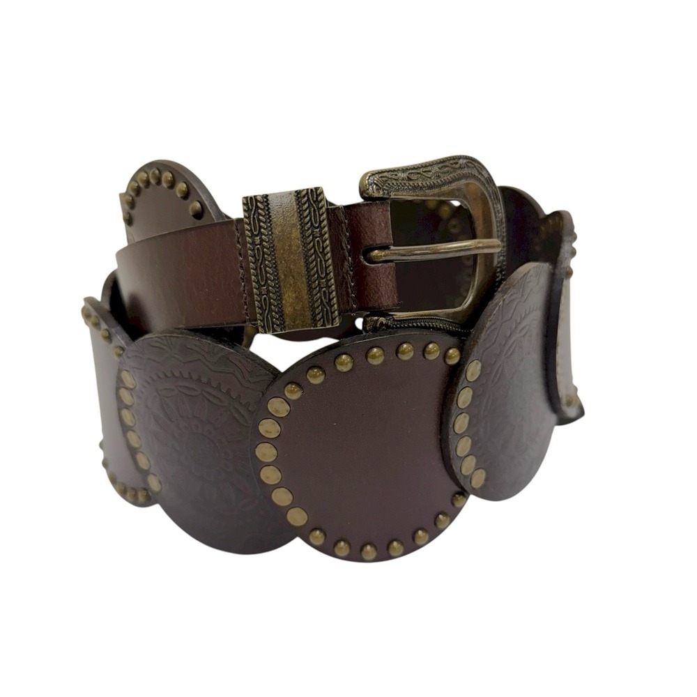 Lucky Brand Women's Size Small Studded Genuine Leather Brown Festival Belt NWT